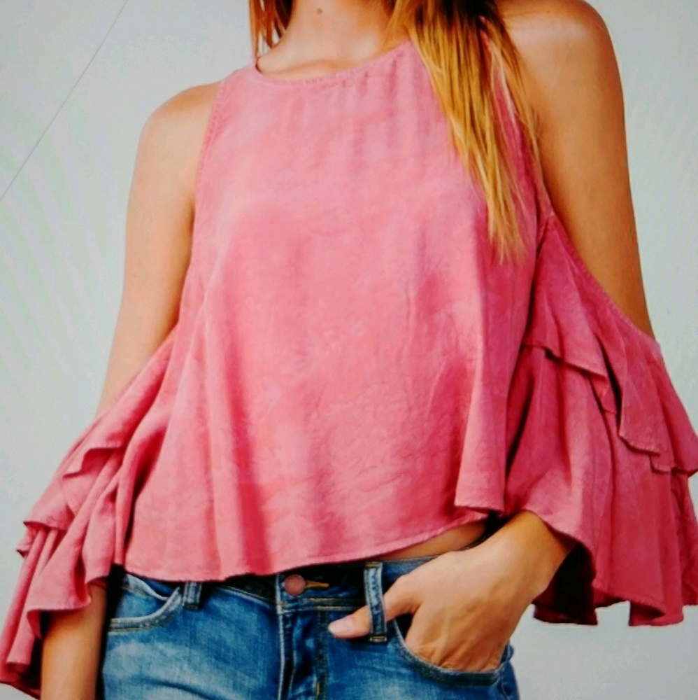 💖Ladie's Fashion Coral Batwing Crop Top